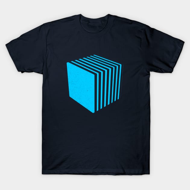 Striped Blue Cube T-Shirt by AKdesign